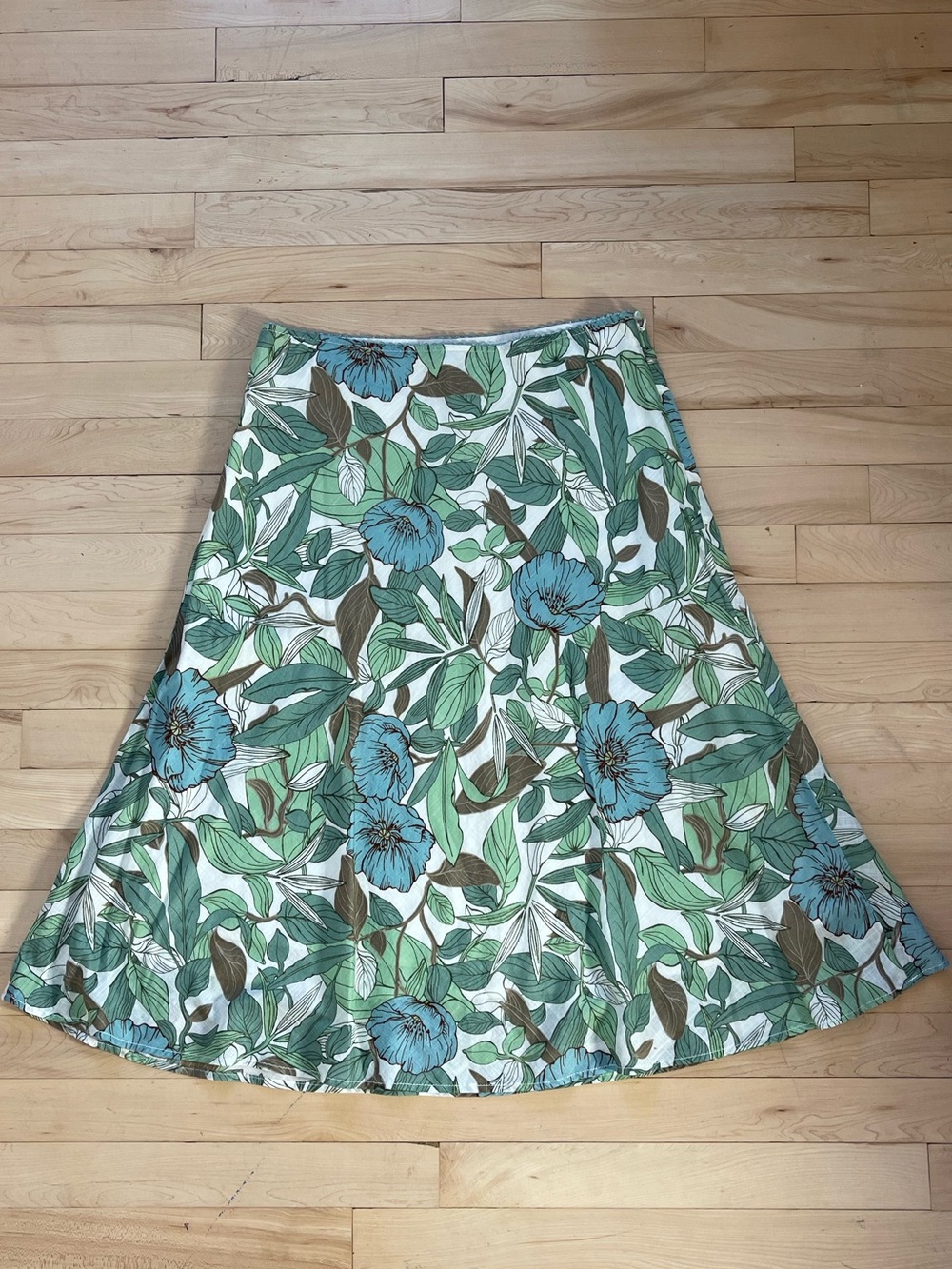 90s Eddie Bauer Floral A-Line Midi Skirt